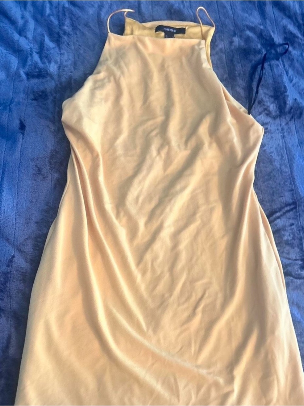 Forever 21 Light Yellow High Neck Slip Dress